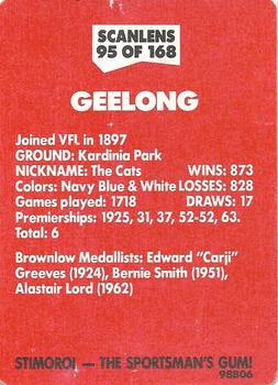 1989 Scanlens VFL #95 Geelong Emblem Back